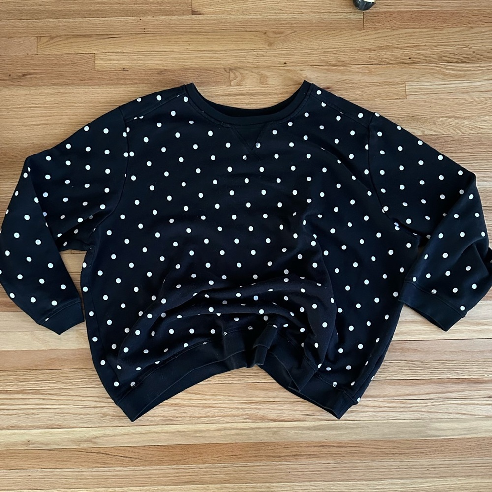 Karen Scott Black and White Polka Dot Crewneck Sweater
